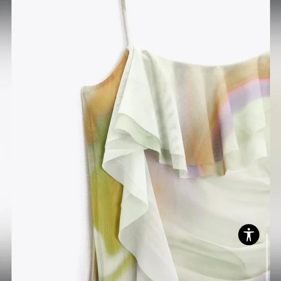 Green purple Tie dye tulle Zara summer dress - Picture 7 of 11